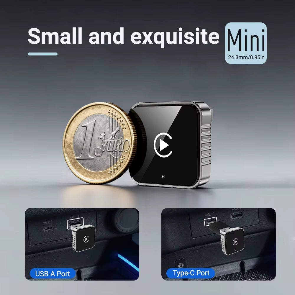 New Super Mini Carplay AI Box Wired to Wireless Carplay/Android Auto 2In1 Box 5Ghz Wifi5 for 99% Original Wired Carplay/Auto Car