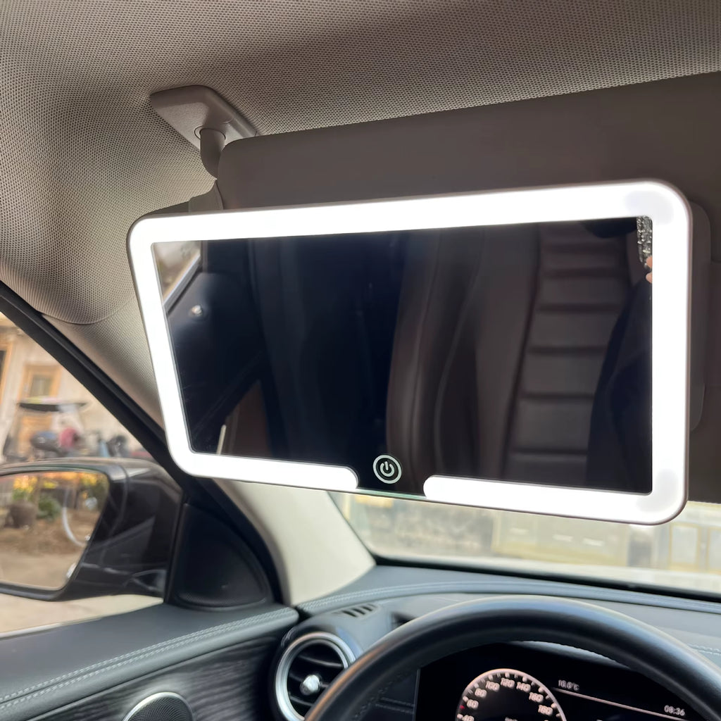Car Interior Mirrors Sun Visor Plate LED HD Makeup Mirror for Girls Women Rechargeable Fill Light Universal Thin Vanity Mirror
