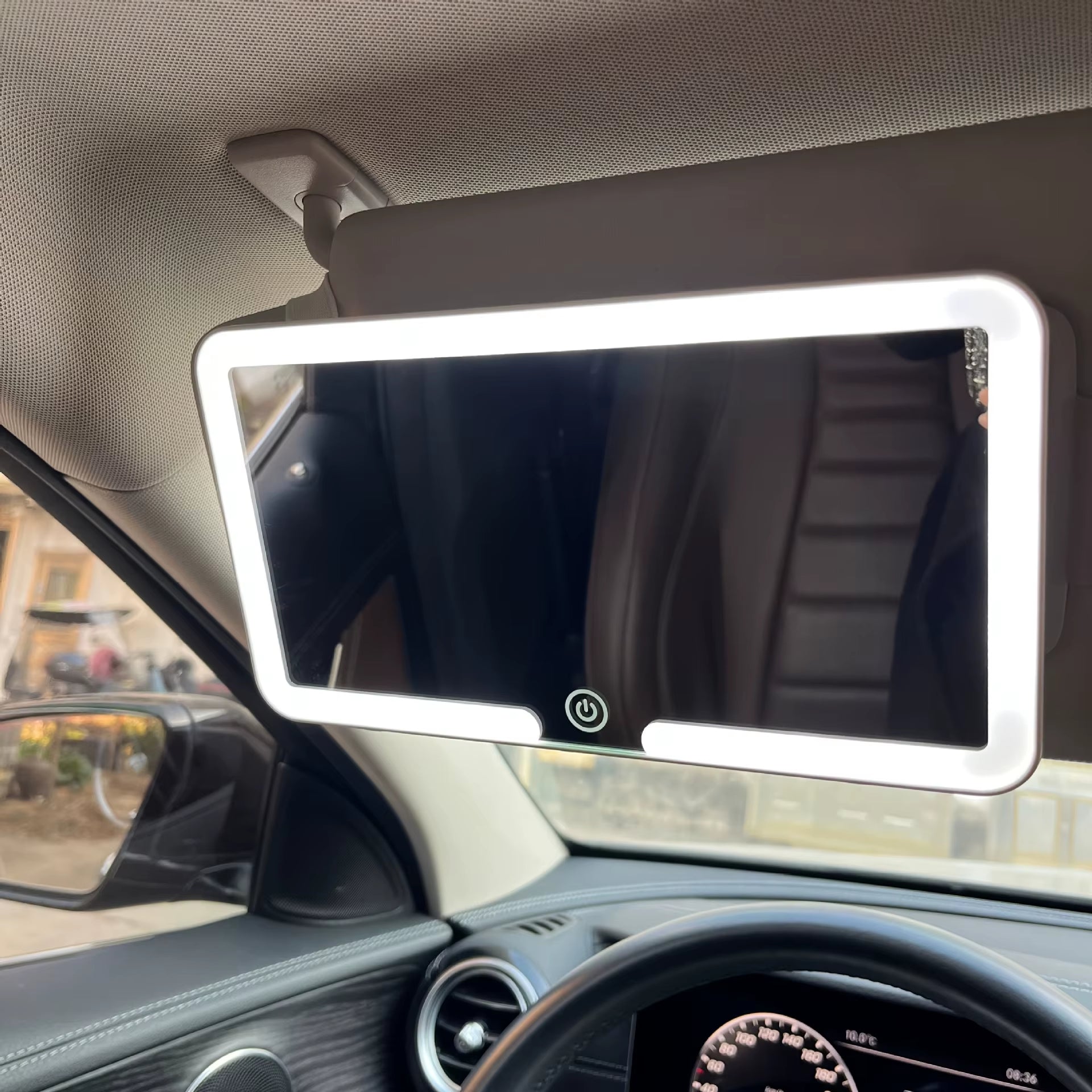 Car Interior Mirrors Sun Visor Plate LED HD Makeup Mirror for Girls Women Rechargeable Fill Light Universal Thin Vanity Mirror