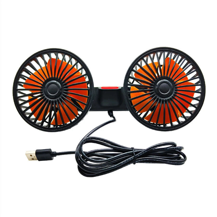 Car Fan 360° 3-Speed Car Seat Back Cooling Fan USB Charge Dual Head Fan Adjustable Rotation Neck Cooler for Car Home Accessories