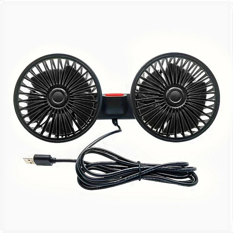 Car Fan 360° 3-Speed Car Seat Back Cooling Fan USB Charge Dual Head Fan Adjustable Rotation Neck Cooler for Car Home Accessories