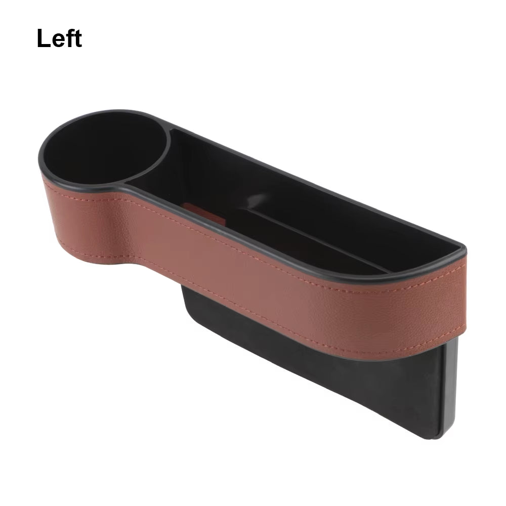 PU Leather Car Seat Gap Storage Box Universal Seat Gap Slit Box with Charging Hole Phone Bottle Keys Holder Box Auto Organizer